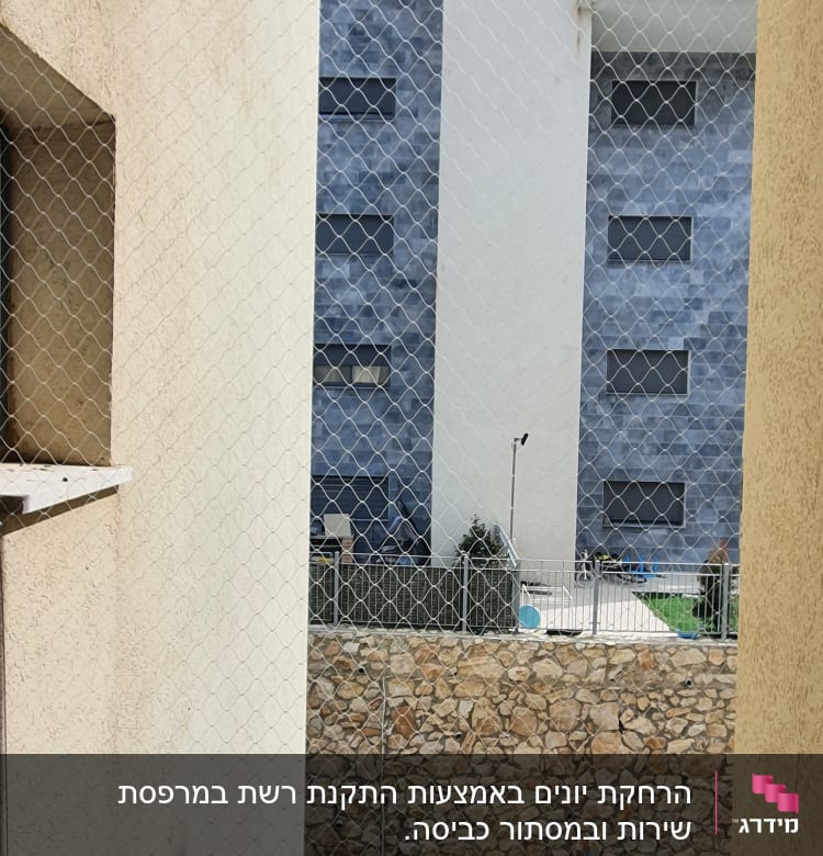 רשת למניעת כניסת יונים בין קירות בניין